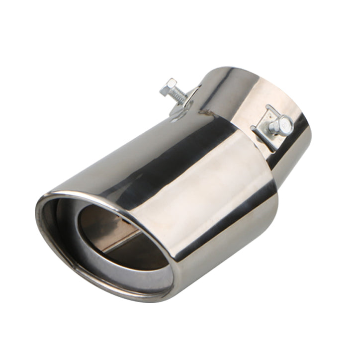 Silver Stainless Flame Stainless Steel Curved Exhaust Tailpipe - Universal Fit (63mm)