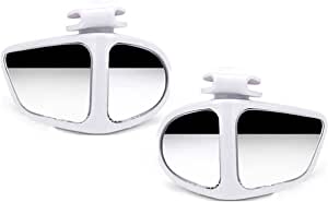 360 Degree Rotatable Convex Blind Spot Car Mirror Set 2 Pieces - White