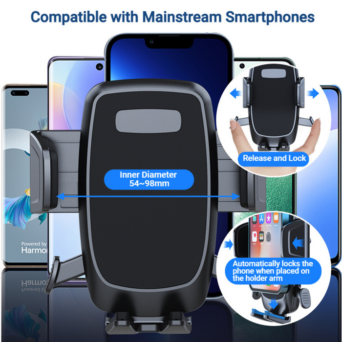 LS-30 Support de voiture universel pour tableau de bord et pare-brise à bras long pour iPhone et Samsung, noir