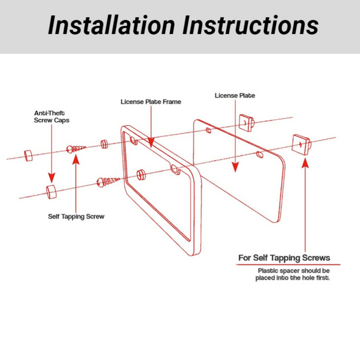 Sleek Finish Aluminum License Plate Frame - Black