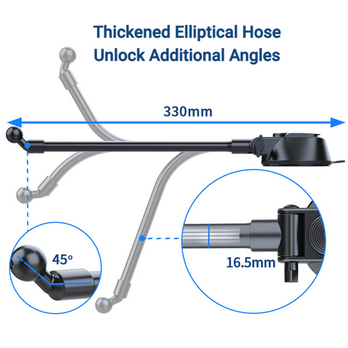 LS-30 Support de voiture universel pour tableau de bord et pare-brise à bras long pour iPhone et Samsung, noir