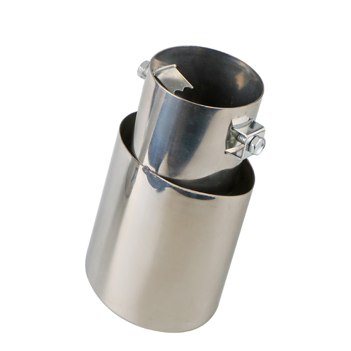 Silver Stainless Flame Stainless Steel Straight Exhaust Tailpipe - Universal Fit (63mm)