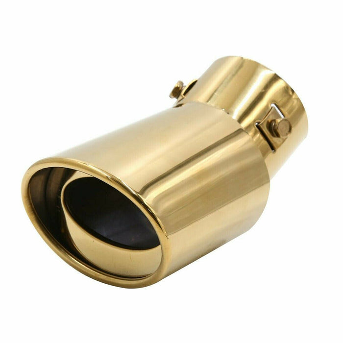 Golden Flame Stainless Steel Curved Exhaust Tailpipe - Universal Fit (63mm)