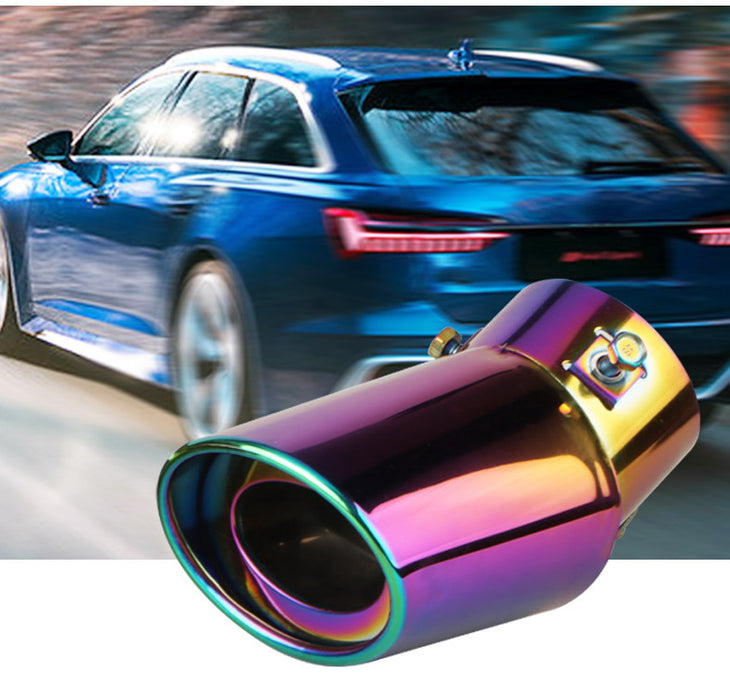 Chrome-Plated Flame Stainless Steel Curved Exhaust Tailpipe - Universal Fit (63mm)