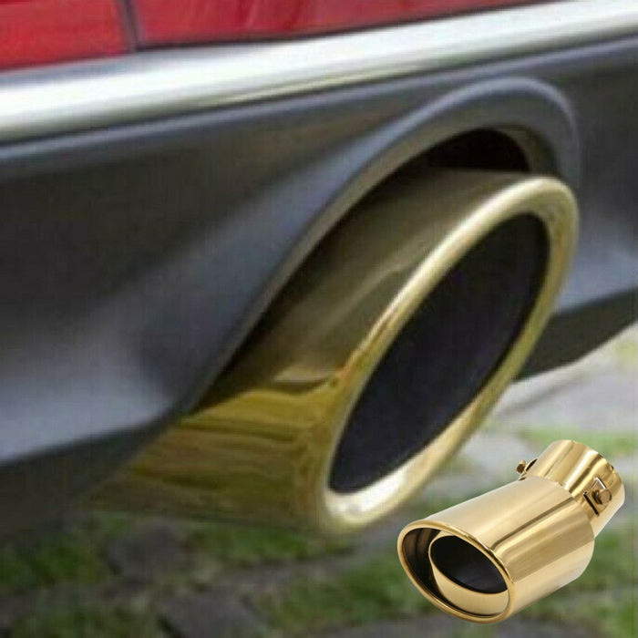Golden Flame Stainless Steel Curved Exhaust Tailpipe - Universal Fit (63mm)