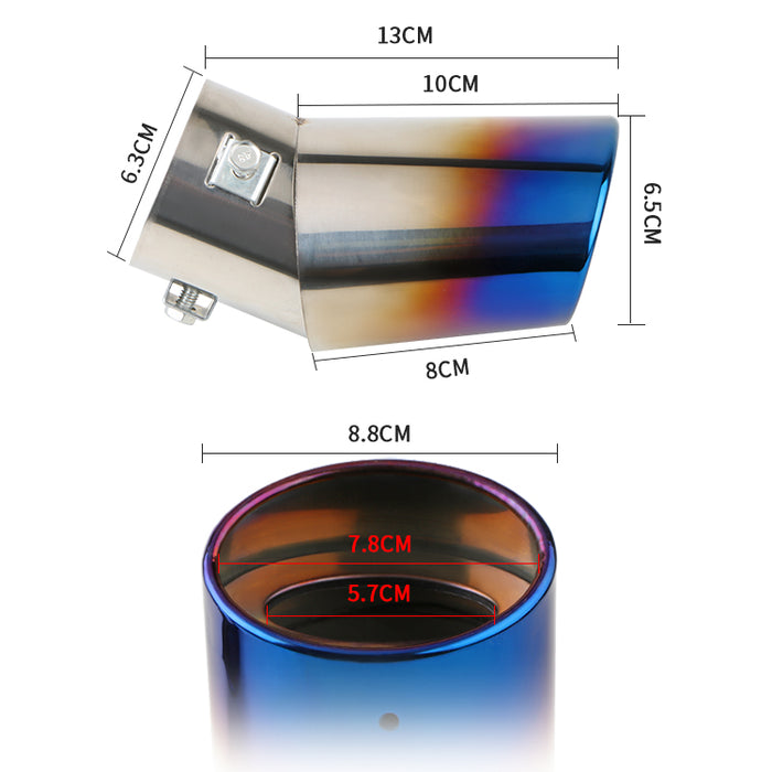 Blue Flame Stainless Steel Curved Exhaust Tailpipe - Universal Fit (63mm)