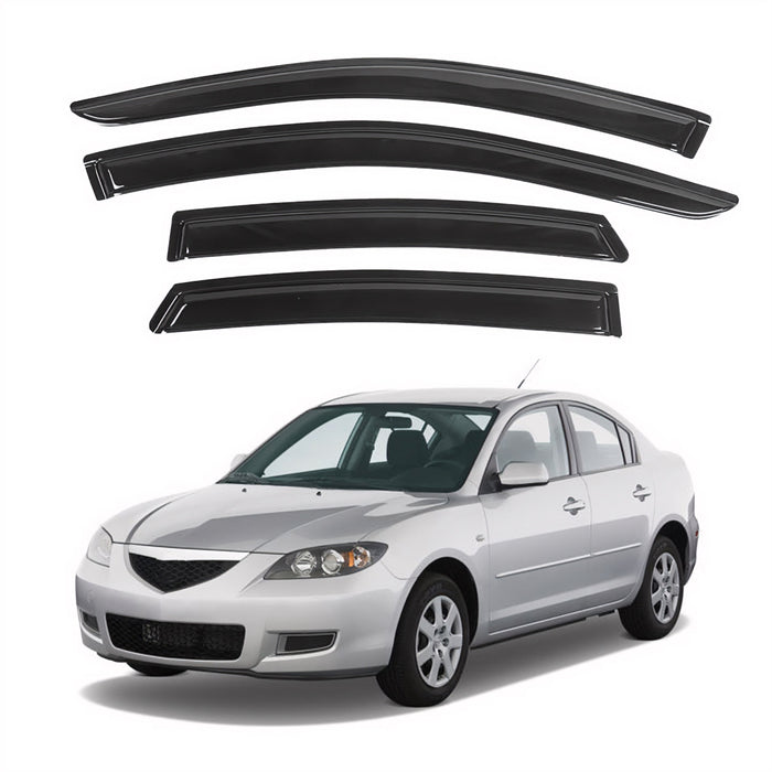 Immortal 811901 Déflecteurs de visière latérale à montage adhésif extérieur, ensemble de 4 pièces pour Mazda 3 Sedan 2004-2009