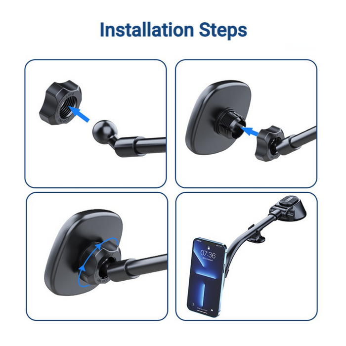 LM-30 Window & Dashboard Long Arm MagSafe Phone Car Mount Pro, Noir