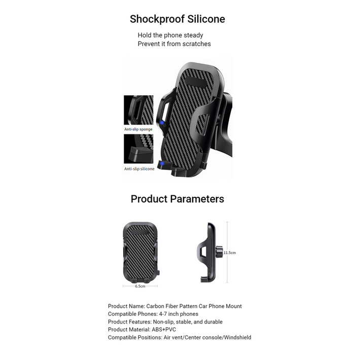 YQ-16 & SH-18 Anti-Shake Device Window & Dashboard Cellphone Car Mount pour iPhone / Samsung