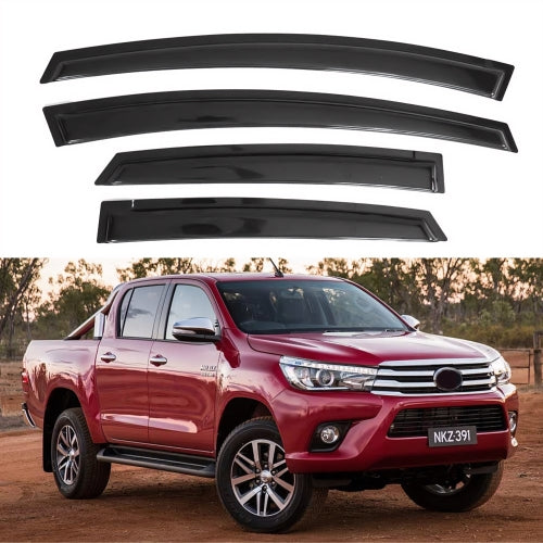 Window Visors for Toyota Hilux Crew & Double Cab 2005-2015, 4-Piece