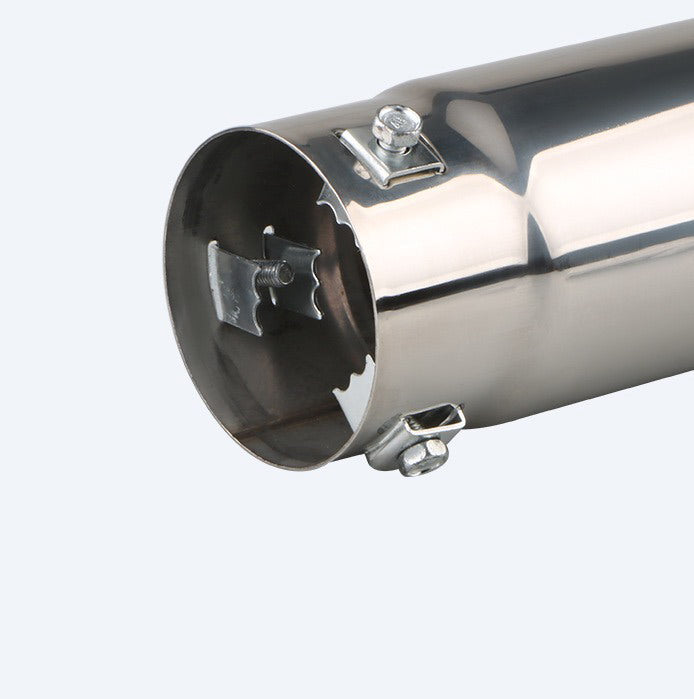 Silver Stainless Flame Stainless Steel Straight Exhaust Tailpipe - Universal Fit (73mm)