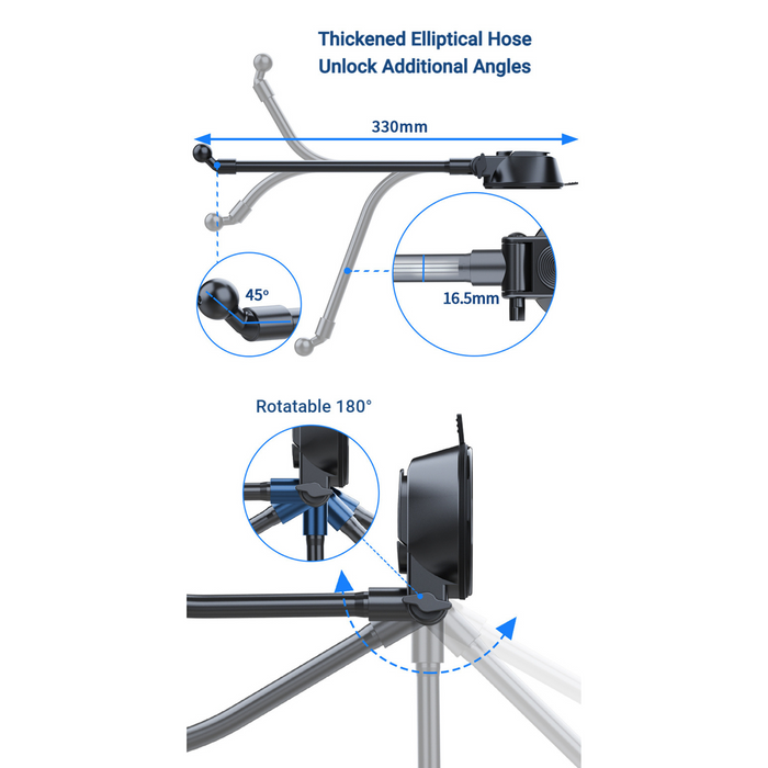LM-30 Window & Dashboard Long Arm MagSafe Phone Car Mount Pro, Noir