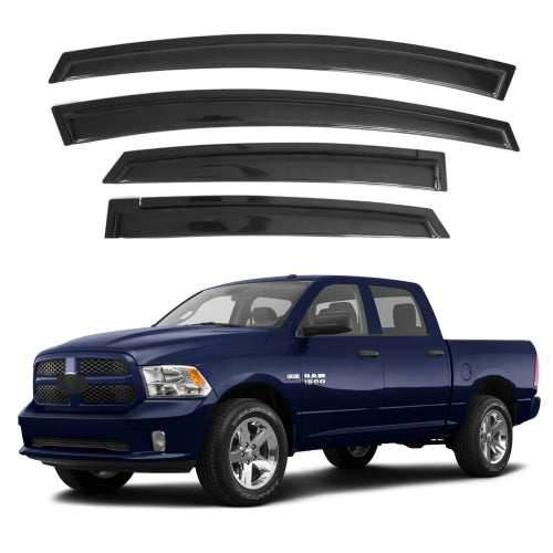 Window Visors for RAM 1500 Crew Cab 2009-2018, RAM 1500 Crew Cab 2019-2023 (Classic Body Only), RAM 2500 & 3500 Mega & Crew Cab 2010-2024, 4-Piece