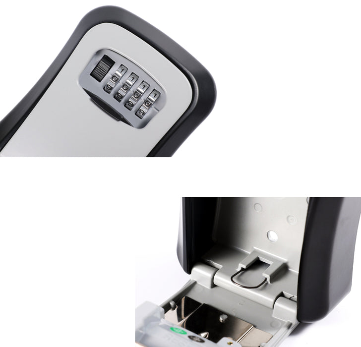 CH846 Coffret de verrouillage à clé à combinaison, coffre-fort résistant aux intempéries pour clés, noir