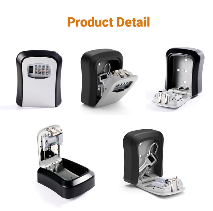CH846 Coffret de verrouillage à clé à combinaison, coffre-fort résistant aux intempéries pour clés, noir