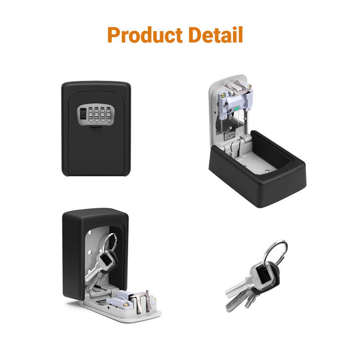 CH846 Coffret de verrouillage à clé à combinaison, coffre-fort résistant aux intempéries pour clés, noir