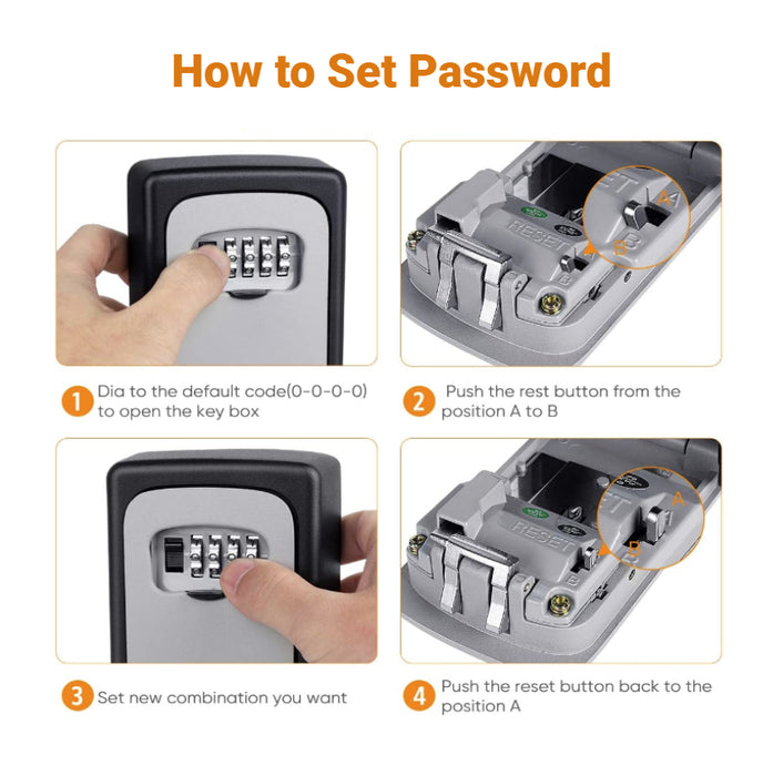 CH846 Coffret de verrouillage à clé à combinaison, coffre-fort résistant aux intempéries pour clés, noir