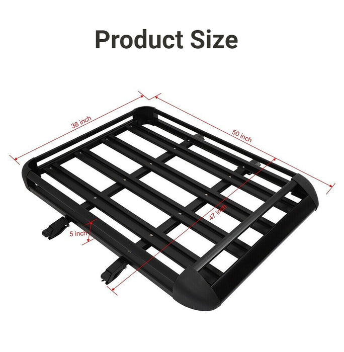 SummitScape 50 Inch x 40 Inch Aluminum Roof Rack Cargo Basket - Midnight Black Edition