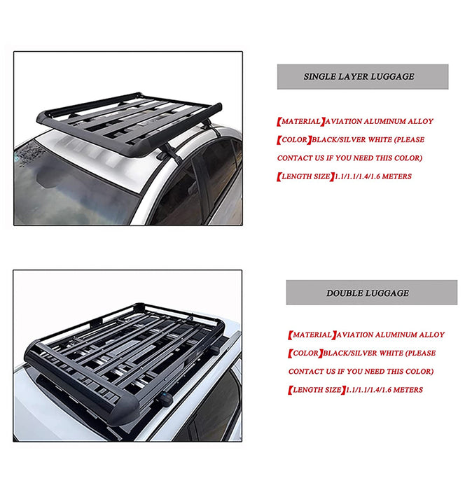 SummitScape 50 Inch x 40 Inch Aluminum Roof Rack Cargo Basket - Midnight Black Edition