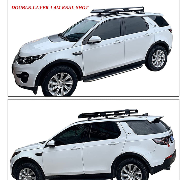 SummitScape 50 Inch x 40 Inch Aluminum Roof Rack Cargo Basket - Midnight Black Edition