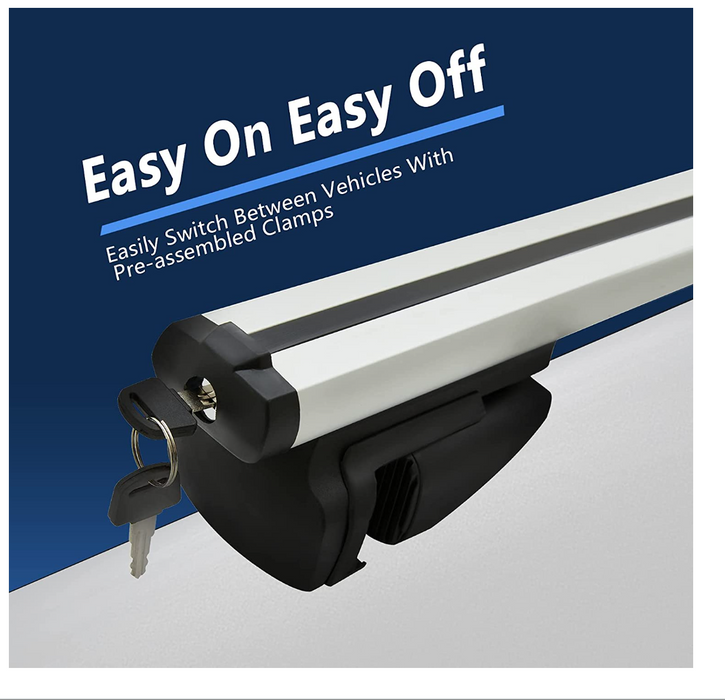DS-08 Barre de toit universelle pour toit de voiture Capacité de porte-bagages, argent/noir