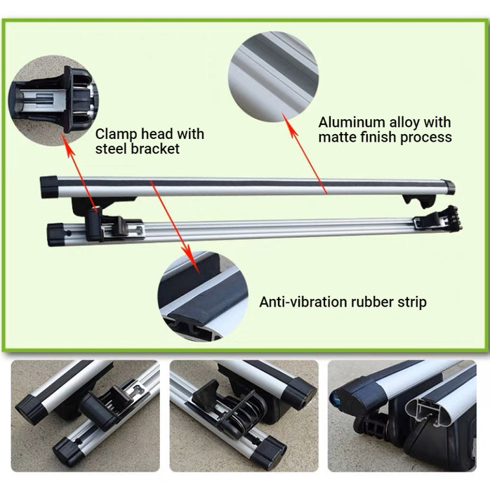 DS-13 Porte-bagages universel en aluminium pour barres de toit de voiture Pro, argent/noir