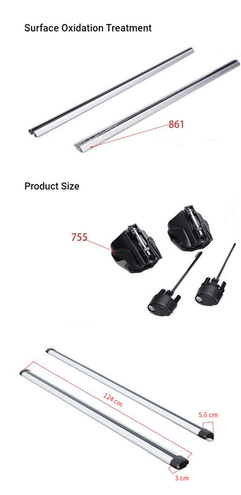 DS-13 Porte-bagages universel en aluminium pour barres de toit de voiture Pro, argent/noir