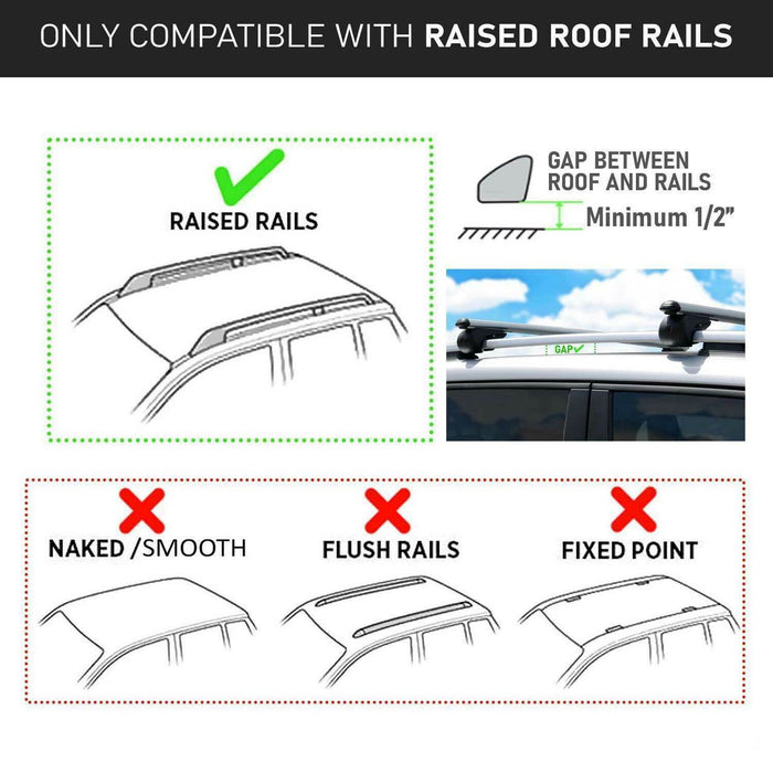 DS-15 Multi-Size Options Barre de Toit de Voiture Universelle Porte-Bagages, Argent/Noir