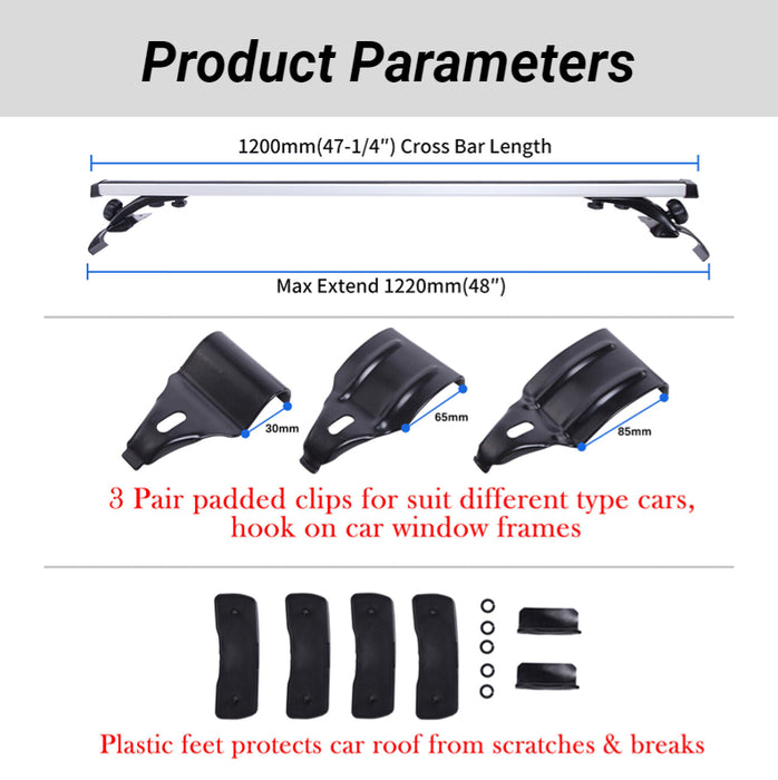 DS-17X Porte-bagages universel pour barres de toit de voiture, argent/noir