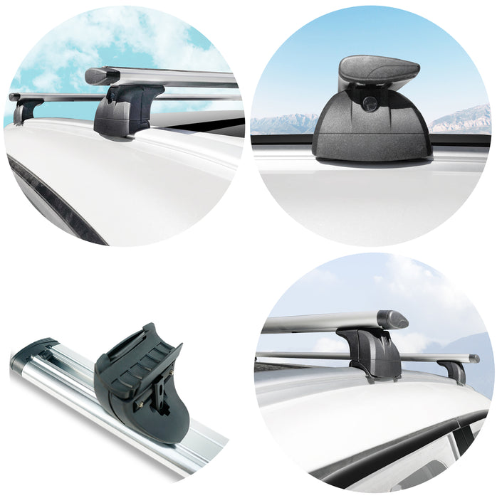 DS-30 Deluxe Porte-bagages universel pour toit de voiture, barre transversale, argent/noir