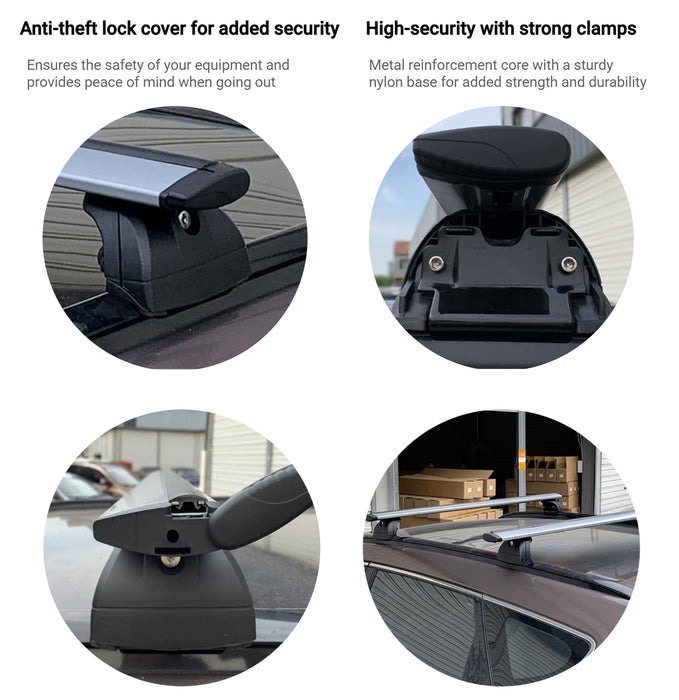 DS-30 Deluxe Porte-bagages universel pour toit de voiture, barre transversale, argent/noir