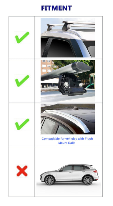 DS-30 Deluxe Porte-bagages universel pour toit de voiture, barre transversale, argent/noir