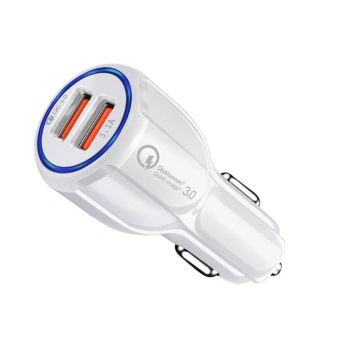 Fast Car Charger USB Type A Dual Ports - White