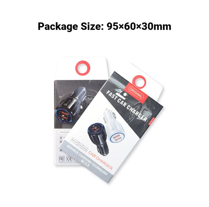 Fast Car Charger USB Type A Dual Ports - White