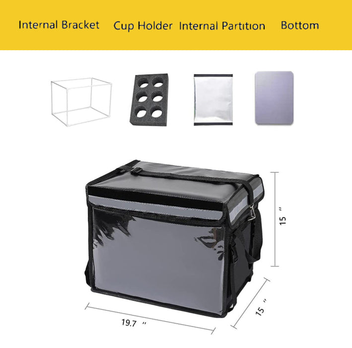 Premium Insulated Food Delivery Bag: Leak-Proof Thermal Carrier with Drink Holders - Black (33L/45L/65L)