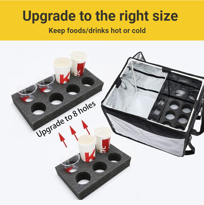 Grand sac isotherme de livraison de nourriture, thermique anti-fuite, transporteur avec porte-boissons, 33L/45L/62L, noir