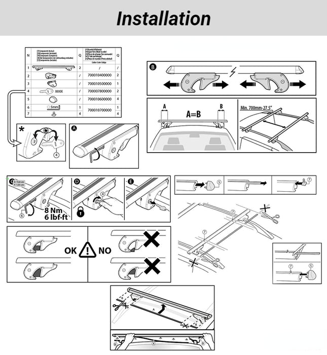 HG-001 Porte-bagages universel pour barres de toit de voiture Argenté