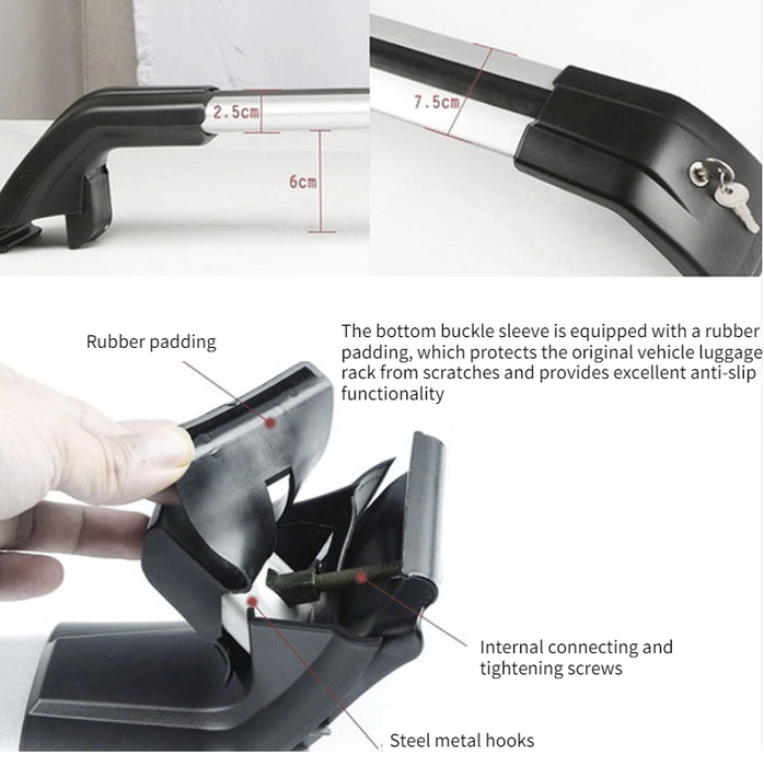 HG-003 Porte-bagages de toit à installation facile Argenté