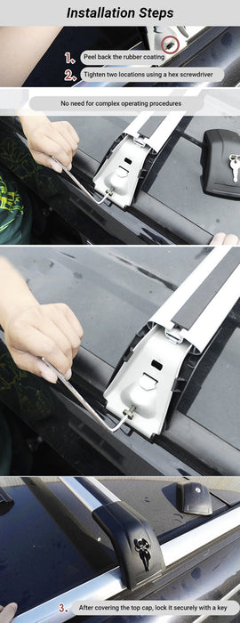 HG-003 Porte-bagages de toit à installation facile Argenté