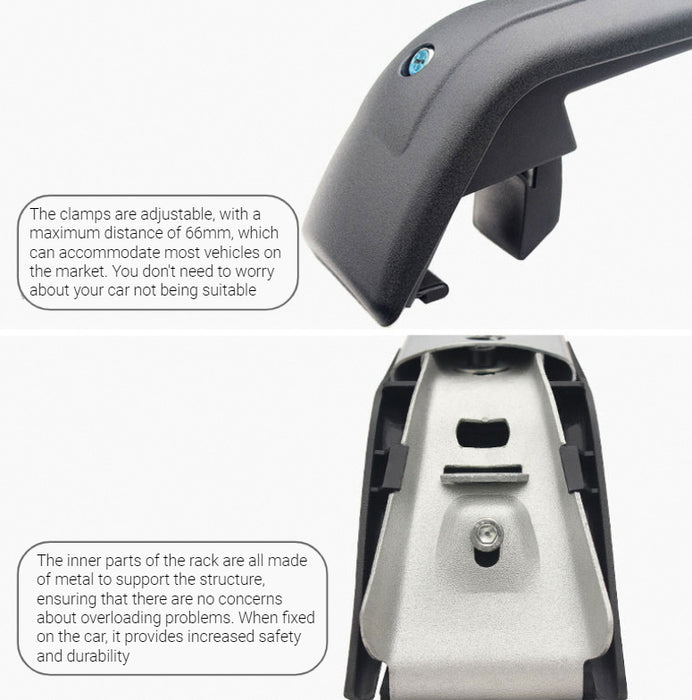 HG-004 Porte-bagages universel à barre de toit robuste Argenté