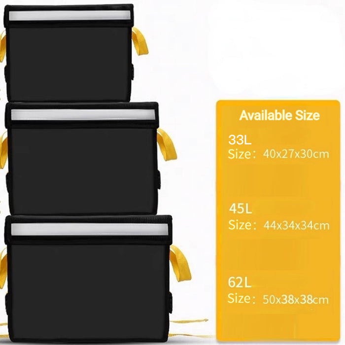 Grand sac isotherme de livraison de nourriture, thermique anti-fuite, transporteur avec porte-boissons, 33L/45L/62L, noir
