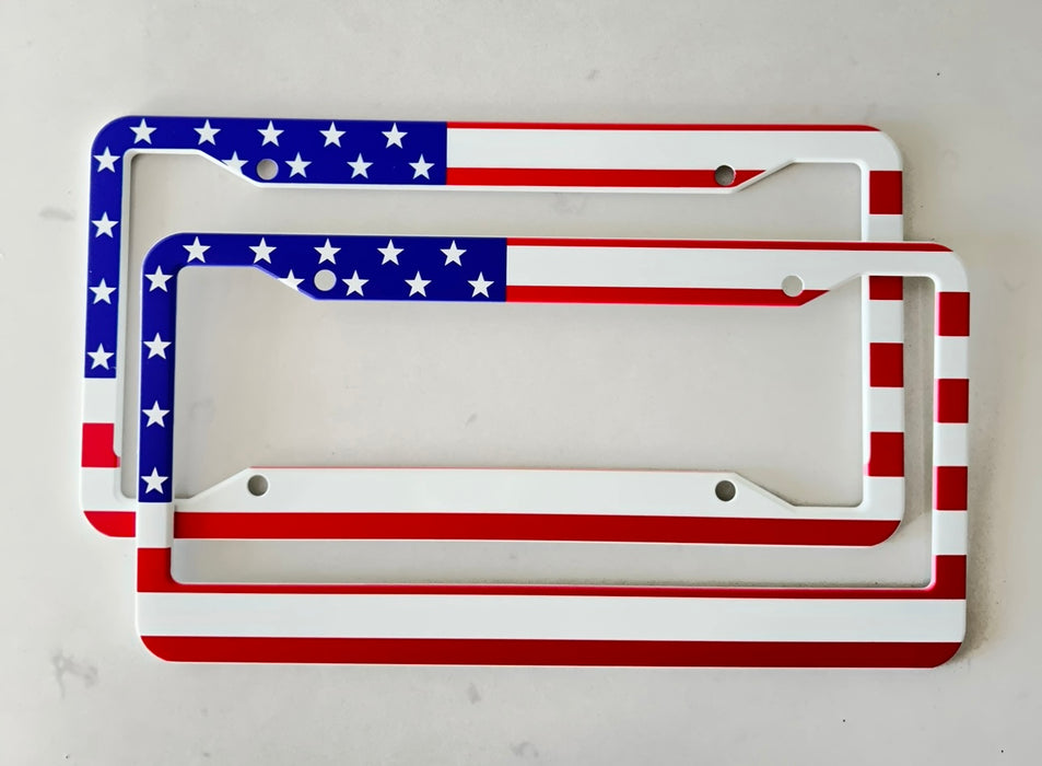 United States Country Flag Pattern Aluminium License Plate Frame