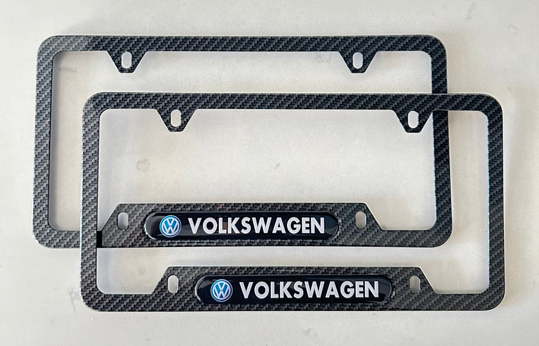 Volkswagen License Plate Frame (Carbon Fiber Style)