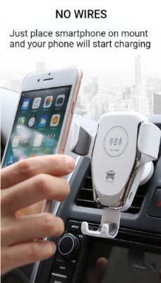 Q12 Support de téléphone de charge sans fil pour grille d'aération de voiture, noir