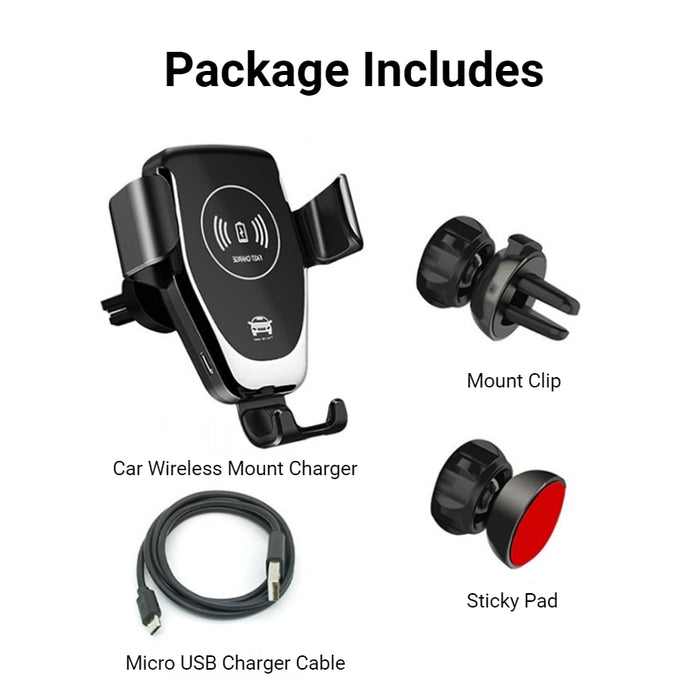 Q12 Support de téléphone de charge sans fil pour grille d'aération de voiture, noir