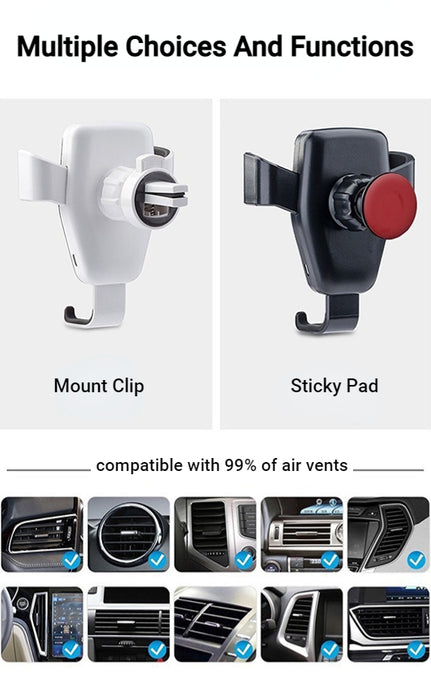 Q12 Support de téléphone de charge sans fil pour grille d'aération de voiture, noir