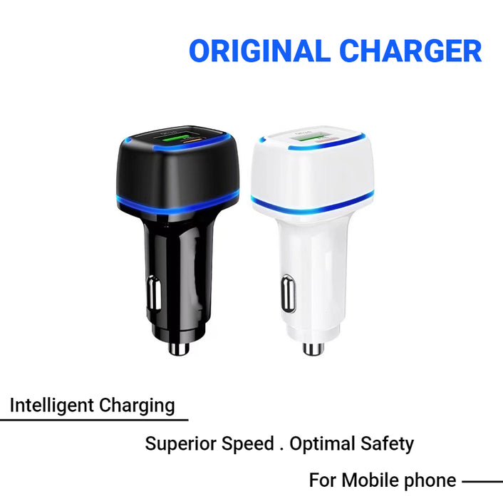 Rapid Car Charger with Type A & Type C Dual Ports - Black