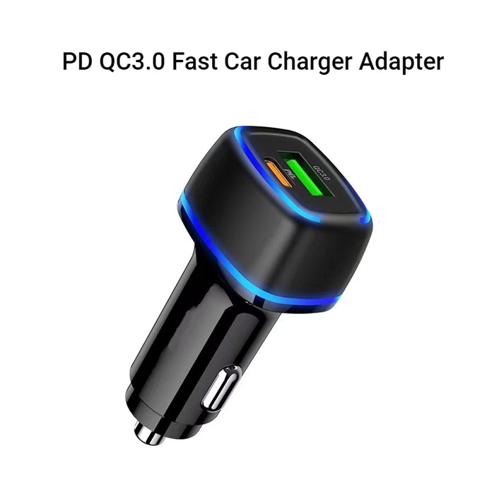 Rapid Car Charger with Type A & Type C Dual Ports - Black