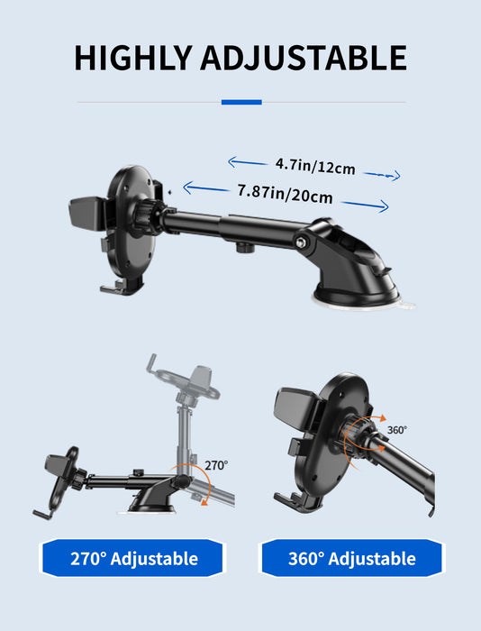 YC01-54 Le support de tableau de bord pour téléphone de voiture Easy One Touch pour iPhone et Samsung, noir