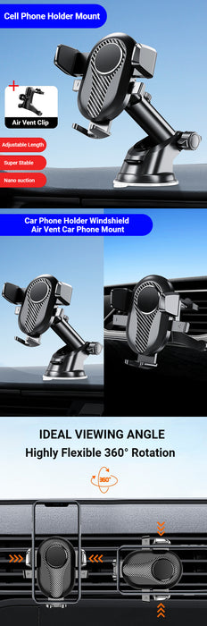 YC01-54 Le support de tableau de bord pour téléphone de voiture Easy One Touch pour iPhone et Samsung, noir